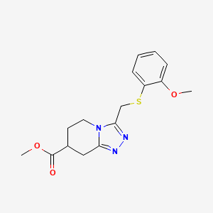 molecular formula C16H19N3O3S B7267419 Methyl 3-[(2-methoxyphenyl)sulfanylmethyl]-5,6,7,8-tetrahydro-[1,2,4]triazolo[4,3-a]pyridine-7-carboxylate 