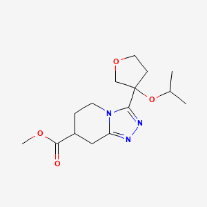 molecular formula C15H23N3O4 B7267437 Methyl 3-(3-propan-2-yloxyoxolan-3-yl)-5,6,7,8-tetrahydro-[1,2,4]triazolo[4,3-a]pyridine-7-carboxylate 