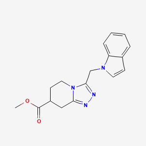 molecular formula C17H18N4O2 B7267440 Methyl 3-(indol-1-ylmethyl)-5,6,7,8-tetrahydro-[1,2,4]triazolo[4,3-a]pyridine-7-carboxylate 