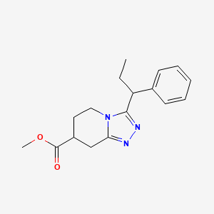 molecular formula C17H21N3O2 B7267448 Methyl 3-(1-phenylpropyl)-5,6,7,8-tetrahydro-[1,2,4]triazolo[4,3-a]pyridine-7-carboxylate 