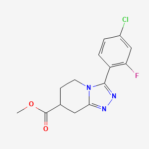 molecular formula C14H13ClFN3O2 B7267454 Methyl 3-(4-chloro-2-fluorophenyl)-5,6,7,8-tetrahydro-[1,2,4]triazolo[4,3-a]pyridine-7-carboxylate 