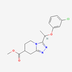 molecular formula C16H18ClN3O3 B7267468 Methyl 3-[1-(3-chlorophenoxy)ethyl]-5,6,7,8-tetrahydro-[1,2,4]triazolo[4,3-a]pyridine-7-carboxylate 