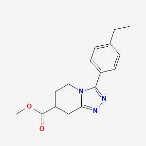 molecular formula C16H19N3O2 B7267562 Methyl 3-(4-ethylphenyl)-5,6,7,8-tetrahydro-[1,2,4]triazolo[4,3-a]pyridine-7-carboxylate 