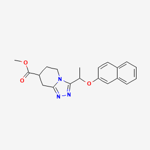 molecular formula C20H21N3O3 B7267593 Methyl 3-(1-naphthalen-2-yloxyethyl)-5,6,7,8-tetrahydro-[1,2,4]triazolo[4,3-a]pyridine-7-carboxylate 