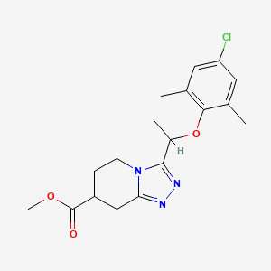 molecular formula C18H22ClN3O3 B7267622 Methyl 3-[1-(4-chloro-2,6-dimethylphenoxy)ethyl]-5,6,7,8-tetrahydro-[1,2,4]triazolo[4,3-a]pyridine-7-carboxylate 