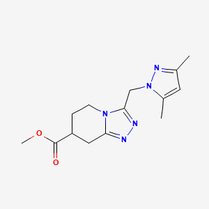 molecular formula C14H19N5O2 B7267625 Methyl 3-[(3,5-dimethylpyrazol-1-yl)methyl]-5,6,7,8-tetrahydro-[1,2,4]triazolo[4,3-a]pyridine-7-carboxylate 