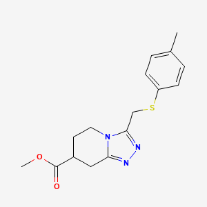 molecular formula C16H19N3O2S B7267632 Methyl 3-[(4-methylphenyl)sulfanylmethyl]-5,6,7,8-tetrahydro-[1,2,4]triazolo[4,3-a]pyridine-7-carboxylate 