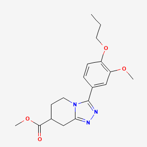 molecular formula C18H23N3O4 B7267638 Methyl 3-(3-methoxy-4-propoxyphenyl)-5,6,7,8-tetrahydro-[1,2,4]triazolo[4,3-a]pyridine-7-carboxylate 