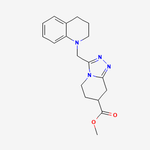 molecular formula C18H22N4O2 B7267642 methyl 3-(3,4-dihydro-2H-quinolin-1-ylmethyl)-5,6,7,8-tetrahydro-[1,2,4]triazolo[4,3-a]pyridine-7-carboxylate 