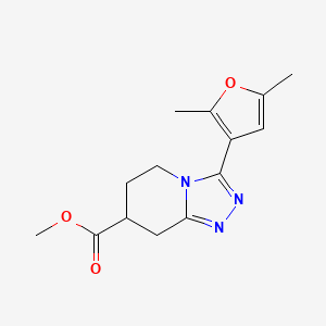 molecular formula C14H17N3O3 B7267655 Methyl 3-(2,5-dimethylfuran-3-yl)-5,6,7,8-tetrahydro-[1,2,4]triazolo[4,3-a]pyridine-7-carboxylate 