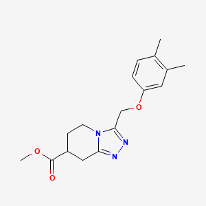 molecular formula C17H21N3O3 B7267690 Methyl 3-[(3,4-dimethylphenoxy)methyl]-5,6,7,8-tetrahydro-[1,2,4]triazolo[4,3-a]pyridine-7-carboxylate 