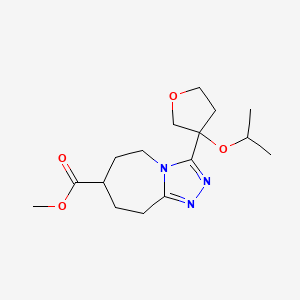 molecular formula C16H25N3O4 B7267840 methyl 3-(3-propan-2-yloxyoxolan-3-yl)-6,7,8,9-tetrahydro-5H-[1,2,4]triazolo[4,3-a]azepine-7-carboxylate 