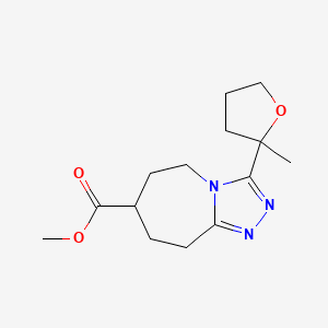 molecular formula C14H21N3O3 B7267863 methyl 3-(2-methyloxolan-2-yl)-6,7,8,9-tetrahydro-5H-[1,2,4]triazolo[4,3-a]azepine-7-carboxylate 