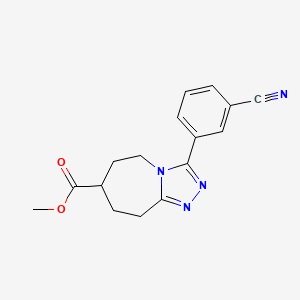 molecular formula C16H16N4O2 B7267876 methyl 3-(3-cyanophenyl)-6,7,8,9-tetrahydro-5H-[1,2,4]triazolo[4,3-a]azepine-7-carboxylate 