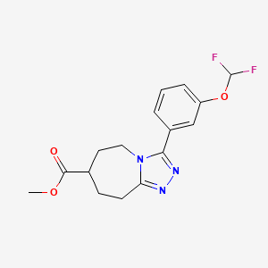 molecular formula C16H17F2N3O3 B7267882 methyl 3-[3-(difluoromethoxy)phenyl]-6,7,8,9-tetrahydro-5H-[1,2,4]triazolo[4,3-a]azepine-7-carboxylate 