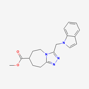 molecular formula C18H20N4O2 B7267883 methyl 3-(indol-1-ylmethyl)-6,7,8,9-tetrahydro-5H-[1,2,4]triazolo[4,3-a]azepine-7-carboxylate 