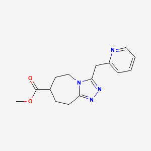 molecular formula C15H18N4O2 B7267884 methyl 3-(pyridin-2-ylmethyl)-6,7,8,9-tetrahydro-5H-[1,2,4]triazolo[4,3-a]azepine-7-carboxylate 