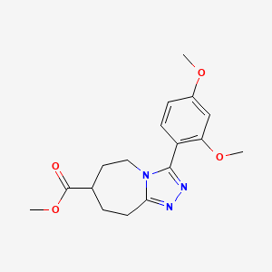 molecular formula C17H21N3O4 B7267889 methyl 3-(2,4-dimethoxyphenyl)-6,7,8,9-tetrahydro-5H-[1,2,4]triazolo[4,3-a]azepine-7-carboxylate 