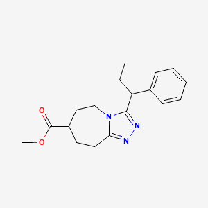 molecular formula C18H23N3O2 B7267894 methyl 3-(1-phenylpropyl)-6,7,8,9-tetrahydro-5H-[1,2,4]triazolo[4,3-a]azepine-7-carboxylate 