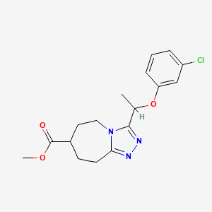 molecular formula C17H20ClN3O3 B7267908 methyl 3-[1-(3-chlorophenoxy)ethyl]-6,7,8,9-tetrahydro-5H-[1,2,4]triazolo[4,3-a]azepine-7-carboxylate 