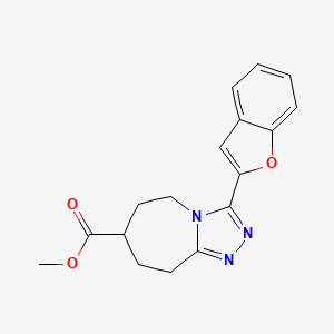 molecular formula C17H17N3O3 B7267912 methyl 3-(1-benzofuran-2-yl)-6,7,8,9-tetrahydro-5H-[1,2,4]triazolo[4,3-a]azepine-7-carboxylate 