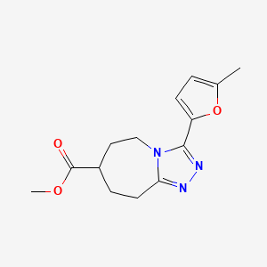 molecular formula C14H17N3O3 B7267927 methyl 3-(5-methylfuran-2-yl)-6,7,8,9-tetrahydro-5H-[1,2,4]triazolo[4,3-a]azepine-7-carboxylate 