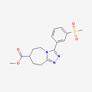 molecular formula C16H19N3O4S B7267952 methyl 3-(3-methylsulfonylphenyl)-6,7,8,9-tetrahydro-5H-[1,2,4]triazolo[4,3-a]azepine-7-carboxylate 