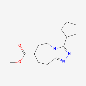 molecular formula C14H21N3O2 B7267966 methyl 3-cyclopentyl-6,7,8,9-tetrahydro-5H-[1,2,4]triazolo[4,3-a]azepine-7-carboxylate 