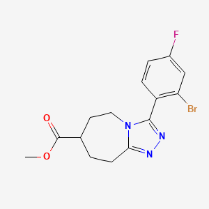 molecular formula C15H15BrFN3O2 B7267967 methyl 3-(2-bromo-4-fluorophenyl)-6,7,8,9-tetrahydro-5H-[1,2,4]triazolo[4,3-a]azepine-7-carboxylate 