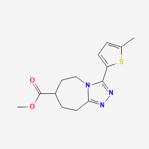 molecular formula C14H17N3O2S B7267991 methyl 3-(5-methylthiophen-2-yl)-6,7,8,9-tetrahydro-5H-[1,2,4]triazolo[4,3-a]azepine-7-carboxylate 