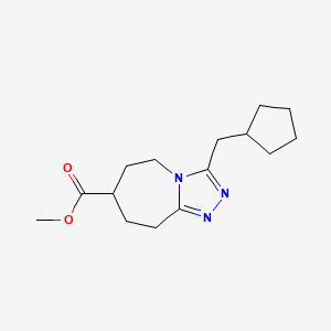 molecular formula C15H23N3O2 B7268010 methyl 3-(cyclopentylmethyl)-6,7,8,9-tetrahydro-5H-[1,2,4]triazolo[4,3-a]azepine-7-carboxylate 