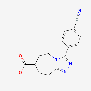 molecular formula C16H16N4O2 B7268017 methyl 3-(4-cyanophenyl)-6,7,8,9-tetrahydro-5H-[1,2,4]triazolo[4,3-a]azepine-7-carboxylate 