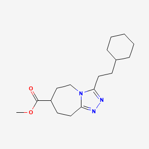 molecular formula C17H27N3O2 B7268022 methyl 3-(2-cyclohexylethyl)-6,7,8,9-tetrahydro-5H-[1,2,4]triazolo[4,3-a]azepine-7-carboxylate 