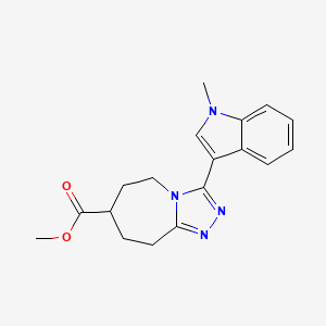 molecular formula C18H20N4O2 B7268035 methyl 3-(1-methylindol-3-yl)-6,7,8,9-tetrahydro-5H-[1,2,4]triazolo[4,3-a]azepine-7-carboxylate 