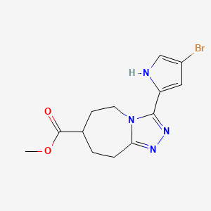 molecular formula C13H15BrN4O2 B7268038 methyl 3-(4-bromo-1H-pyrrol-2-yl)-6,7,8,9-tetrahydro-5H-[1,2,4]triazolo[4,3-a]azepine-7-carboxylate 