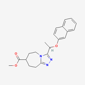 molecular formula C21H23N3O3 B7268062 methyl 3-(1-naphthalen-2-yloxyethyl)-6,7,8,9-tetrahydro-5H-[1,2,4]triazolo[4,3-a]azepine-7-carboxylate 