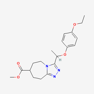 molecular formula C19H25N3O4 B7268063 methyl 3-[1-(4-ethoxyphenoxy)ethyl]-6,7,8,9-tetrahydro-5H-[1,2,4]triazolo[4,3-a]azepine-7-carboxylate 