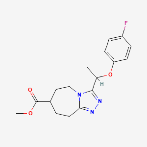 molecular formula C17H20FN3O3 B7268075 methyl 3-[1-(4-fluorophenoxy)ethyl]-6,7,8,9-tetrahydro-5H-[1,2,4]triazolo[4,3-a]azepine-7-carboxylate 