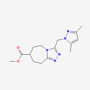 molecular formula C15H21N5O2 B7268088 methyl 3-[(3,5-dimethylpyrazol-1-yl)methyl]-6,7,8,9-tetrahydro-5H-[1,2,4]triazolo[4,3-a]azepine-7-carboxylate 