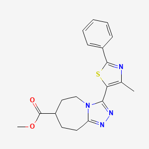 molecular formula C19H20N4O2S B7268099 methyl 3-(4-methyl-2-phenyl-1,3-thiazol-5-yl)-6,7,8,9-tetrahydro-5H-[1,2,4]triazolo[4,3-a]azepine-7-carboxylate 