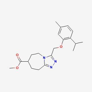 molecular formula C20H27N3O3 B7268109 methyl 3-[(5-methyl-2-propan-2-ylphenoxy)methyl]-6,7,8,9-tetrahydro-5H-[1,2,4]triazolo[4,3-a]azepine-7-carboxylate 