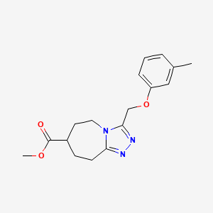 molecular formula C17H21N3O3 B7268135 methyl 3-[(3-methylphenoxy)methyl]-6,7,8,9-tetrahydro-5H-[1,2,4]triazolo[4,3-a]azepine-7-carboxylate 