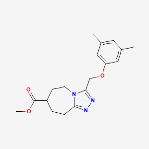 molecular formula C18H23N3O3 B7268142 methyl 3-[(3,5-dimethylphenoxy)methyl]-6,7,8,9-tetrahydro-5H-[1,2,4]triazolo[4,3-a]azepine-7-carboxylate 