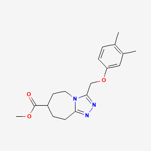 molecular formula C18H23N3O3 B7268149 methyl 3-[(3,4-dimethylphenoxy)methyl]-6,7,8,9-tetrahydro-5H-[1,2,4]triazolo[4,3-a]azepine-7-carboxylate 