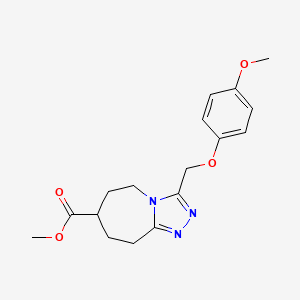 molecular formula C17H21N3O4 B7268168 methyl 3-[(4-methoxyphenoxy)methyl]-6,7,8,9-tetrahydro-5H-[1,2,4]triazolo[4,3-a]azepine-7-carboxylate 