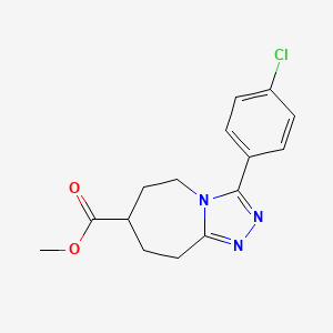 molecular formula C15H16ClN3O2 B7268178 methyl 3-(4-chlorophenyl)-6,7,8,9-tetrahydro-5H-[1,2,4]triazolo[4,3-a]azepine-7-carboxylate 