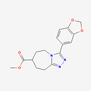 molecular formula C16H17N3O4 B7268182 methyl 3-(1,3-benzodioxol-5-yl)-6,7,8,9-tetrahydro-5H-[1,2,4]triazolo[4,3-a]azepine-7-carboxylate 