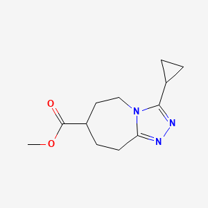 molecular formula C12H17N3O2 B7268185 methyl 3-cyclopropyl-6,7,8,9-tetrahydro-5H-[1,2,4]triazolo[4,3-a]azepine-7-carboxylate 