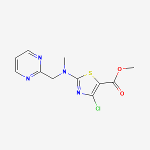 molecular formula C11H11ClN4O2S B7269703 Methyl 4-chloro-2-[methyl(pyrimidin-2-ylmethyl)amino]-1,3-thiazole-5-carboxylate 