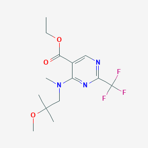 molecular formula C14H20F3N3O3 B7269804 Ethyl 4-[(2-methoxy-2-methylpropyl)-methylamino]-2-(trifluoromethyl)pyrimidine-5-carboxylate 